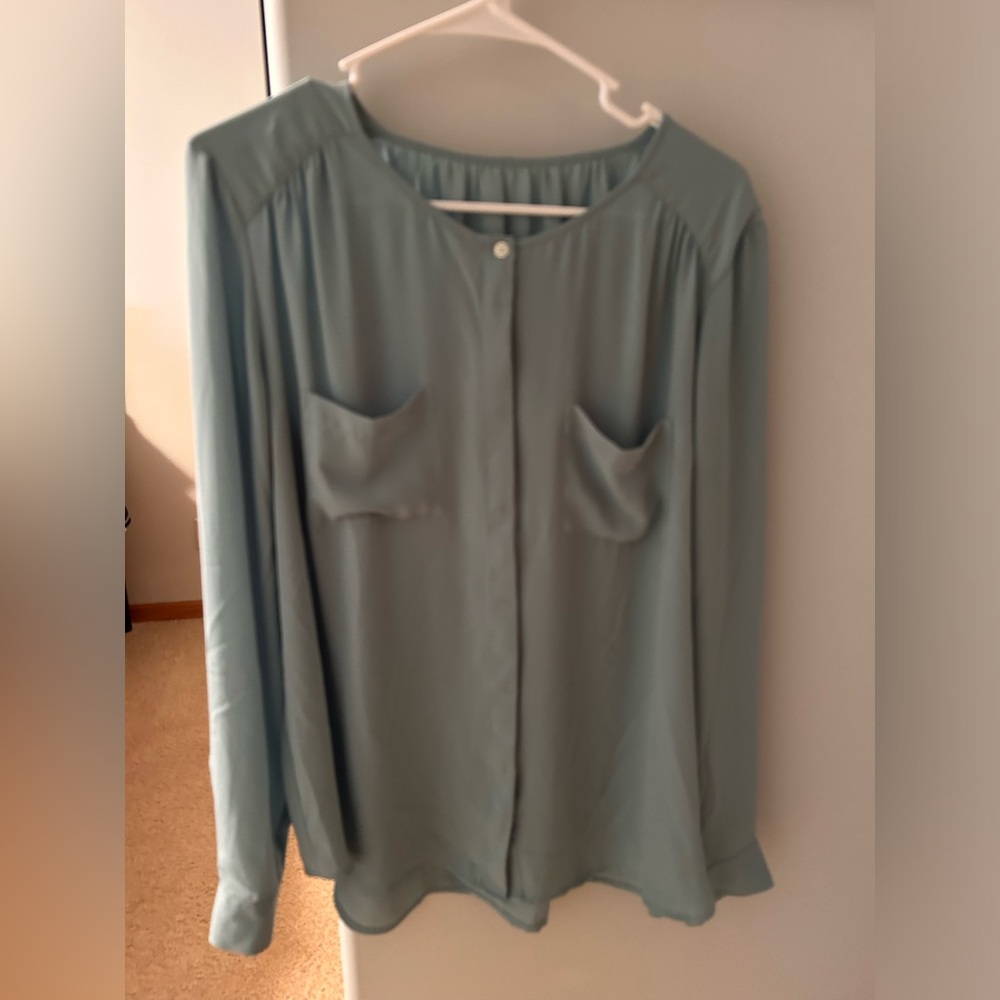 Nice sage green blouse. I believe it is xl Ann Taylor but I cut off the tag.